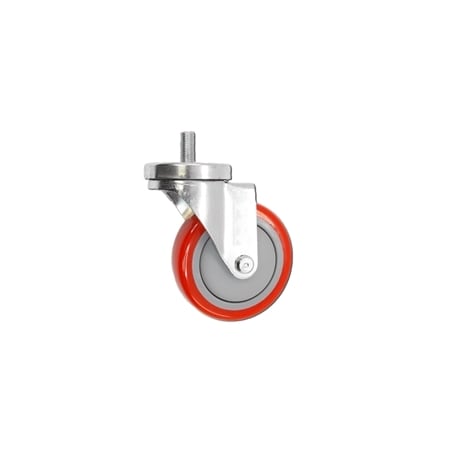 Casterhq 5"x1.25" Red Polyurethane on Polyolefin Wheel, Swivel Stem Caster - LDSSPP5X125RG